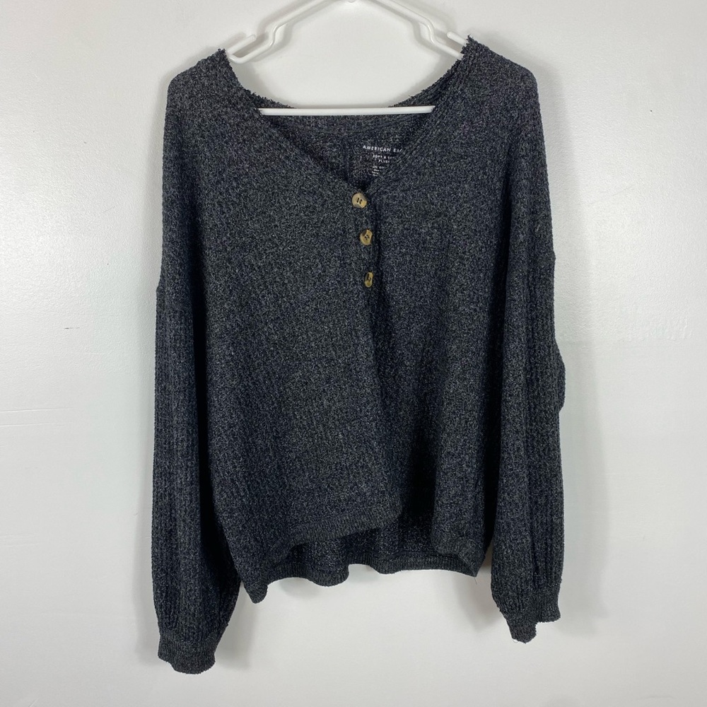 American Eagle Soft & Sexy Plush Gray Knit Sweater